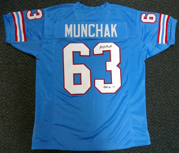 Houston Oilers Mike Munchak Autographed Signed Blue Jersey "HOF 2001" PSA/DNA