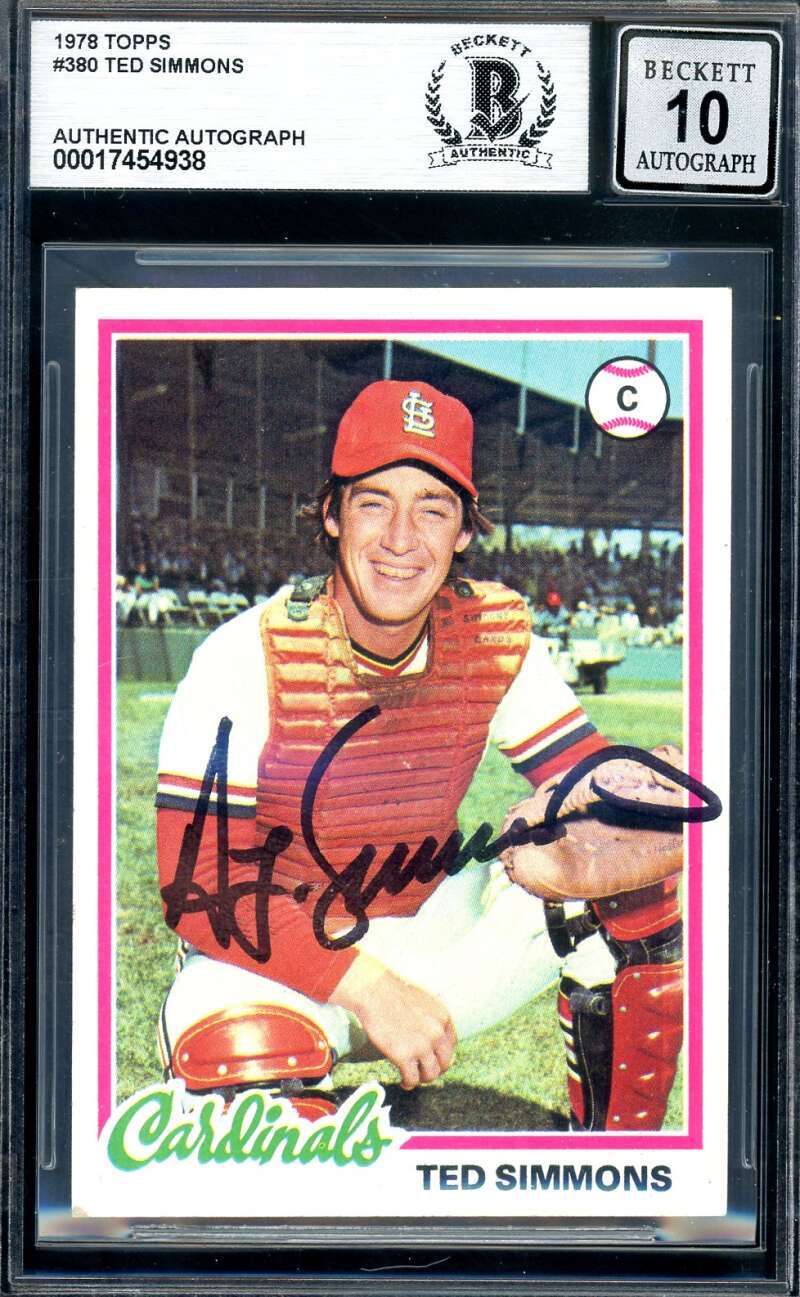 Ted Simmons Gem Mint 10 Beckett BAS Signed 1978 Topps Autograph