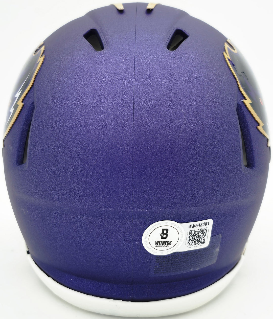 Terrell Suggs Auto Ravens 2024 Alternate Purple Speed Mini Helmet Beckett Wit