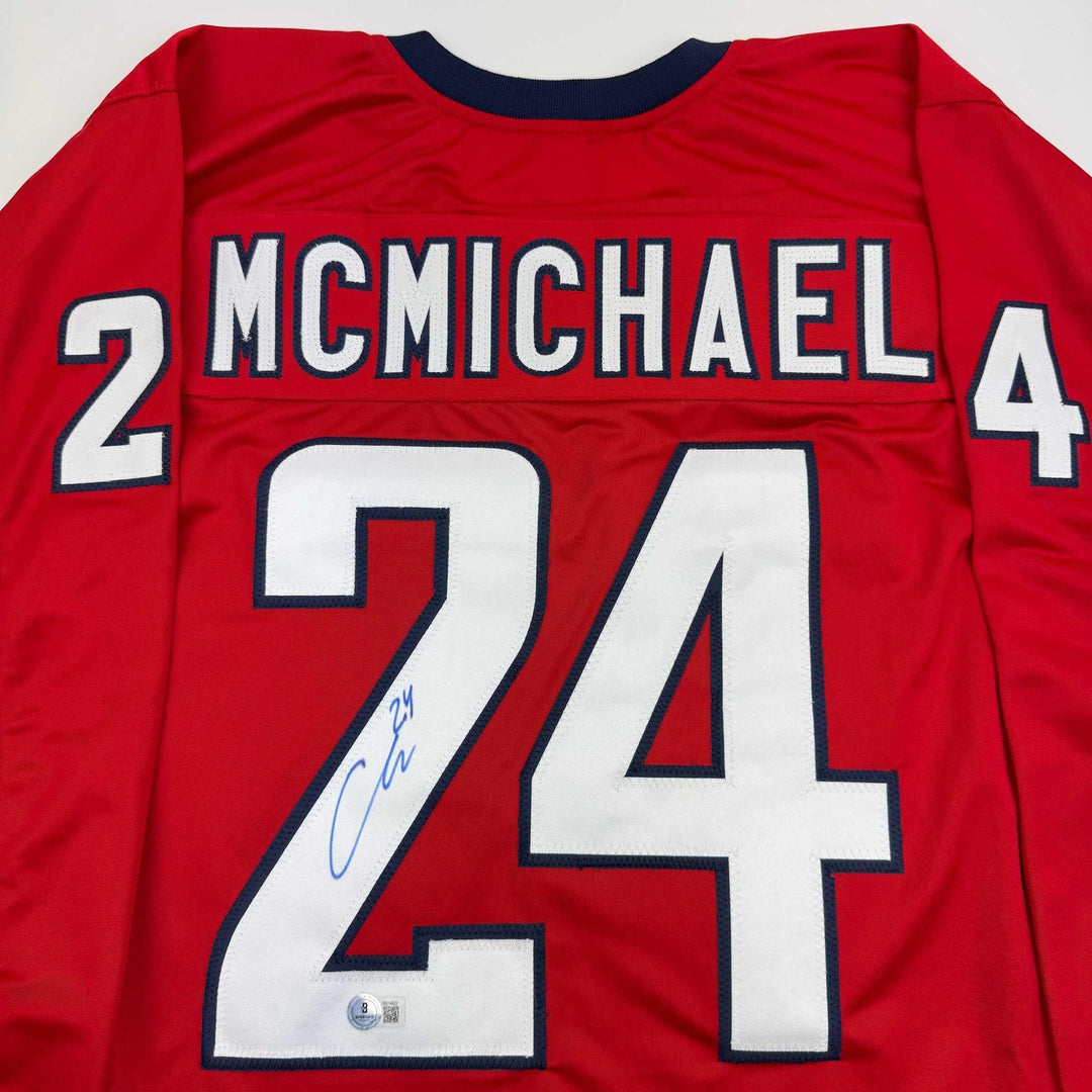 Autographed/Signed Connor McMichael Washington Red Jersey Beckett BAS COA