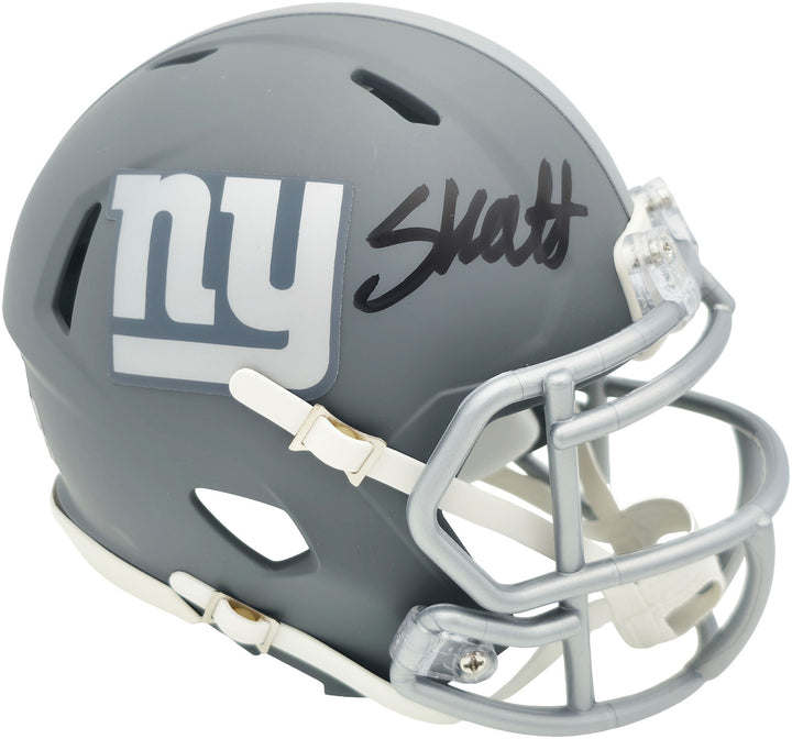 Cam Skattebo Signed Giants Slate Gray Mini Helmet Beckett QR
