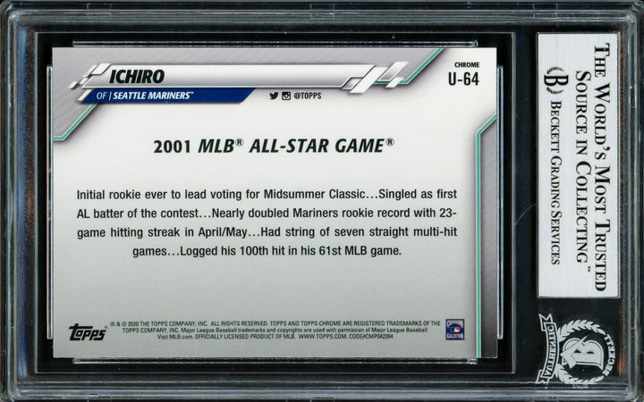 Ichiro Suzuki Signed 2020 Topps Chrome Update RC U-64 2001 All Star Game Beckett