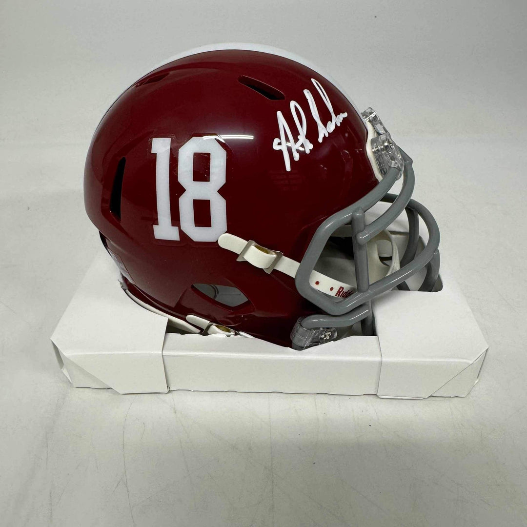 Autographed/Signed Nick Saban Alabama Crimson Tide Mini Football Helmet BAS COA