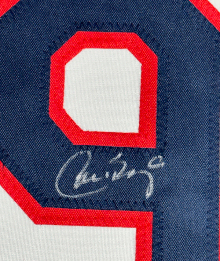 Framed Autographed/Signed Carlos Baerga 35x39 Cleveland White Jersey COA