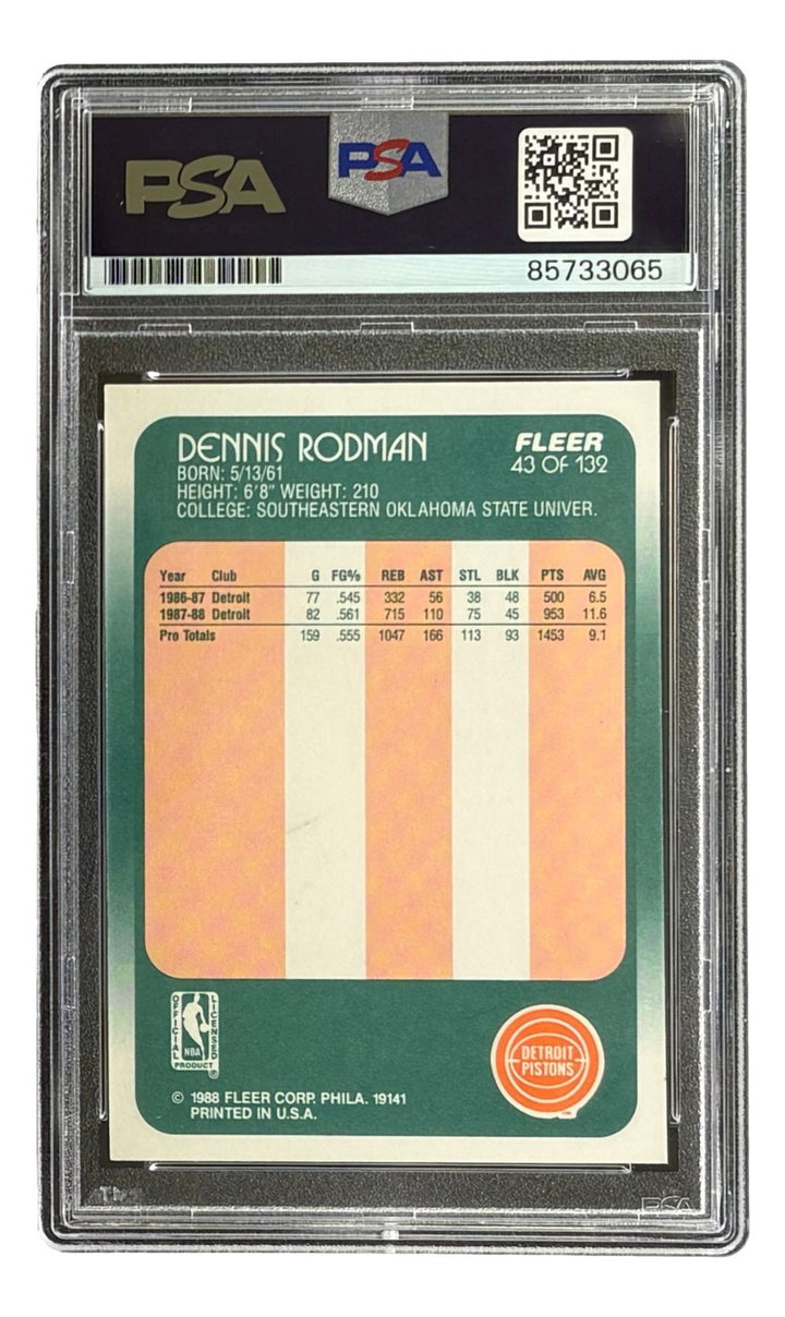 Dennis Rodman Signed 1988 Fleer #43 Pistons Rookie Card PSA/DNA