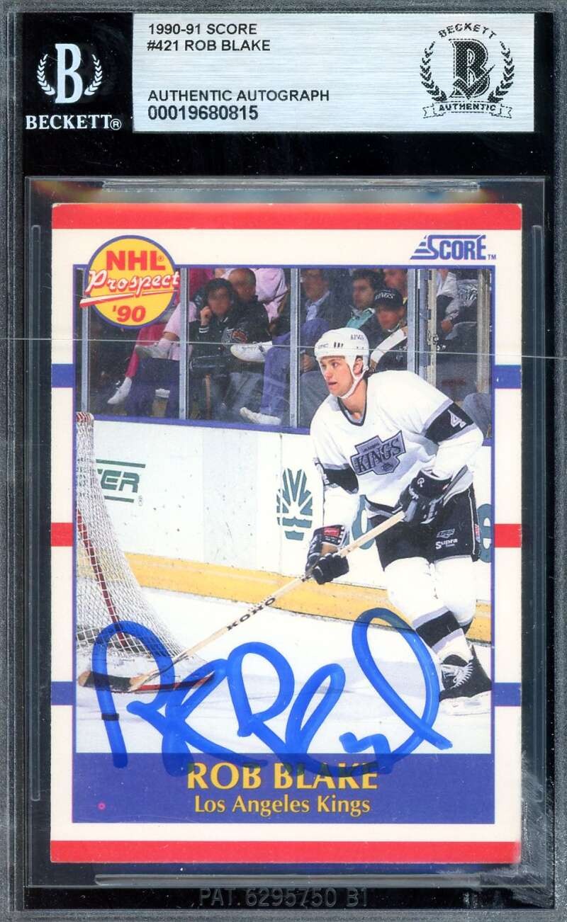 Rob Blake Beckett BAS Signed 1990-91 Score Rookie Autograph
