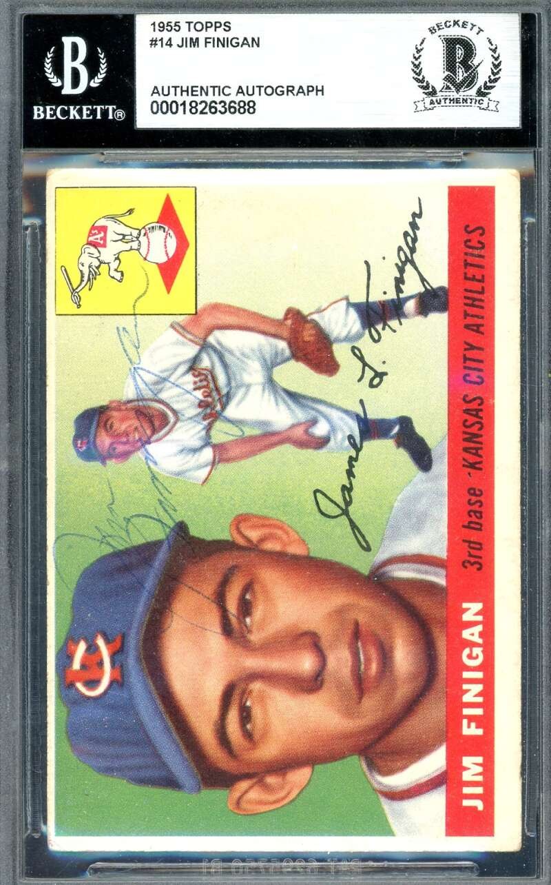 Jim Finigan Beckett BAS Signed 1955 Topps Autograph
