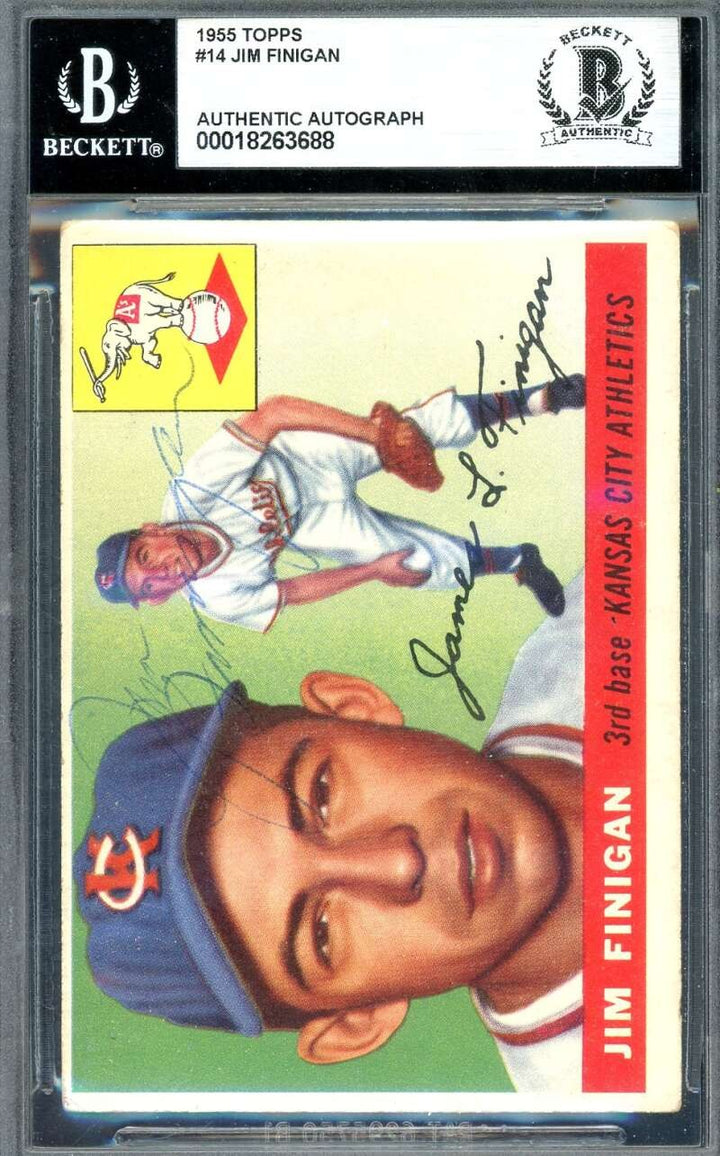Jim Finigan Beckett BAS Signed 1955 Topps Autograph