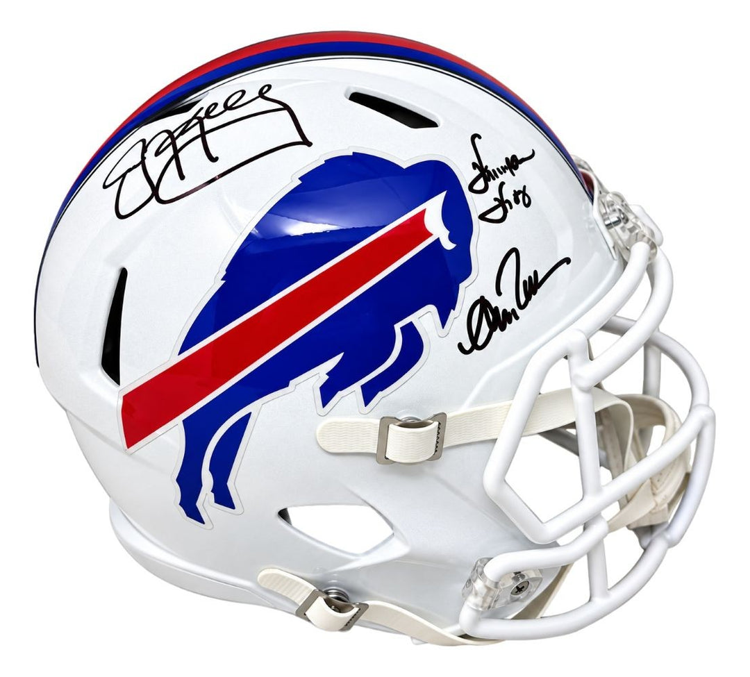 Jim Kelly Thomas Reed Signed Buffalo Bills Full Size Replica Helmet JSA QR