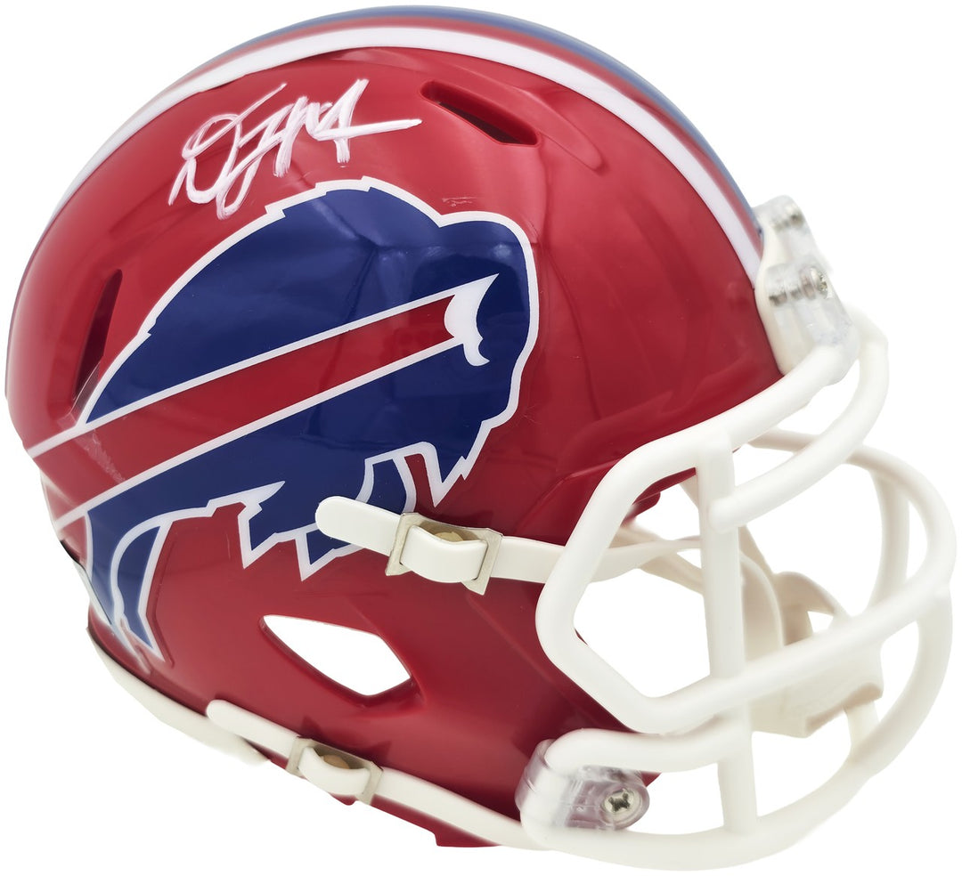DJ Moore Signed Buffalo Bills Red 1987-01 Throwback Speed Mini Helmet