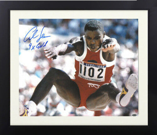 Carl Lewis signed Team USA 16x20 Photo 1988 Seoul Olympics 9 X Gold Framed- Leaf
