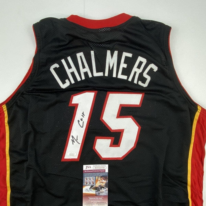 Autographed/Signed MARIO CHALMERS Miami Black Jersey JSA COA Auto