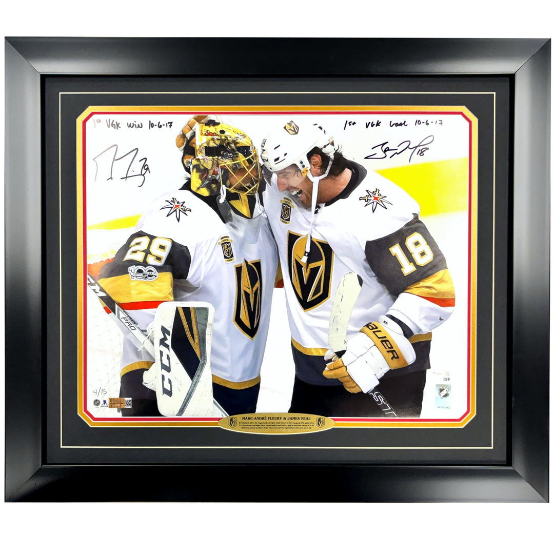 Marc-Andre Fleury James Neal Signed 1st Game Vegas Golden Knights 16x20 Photo