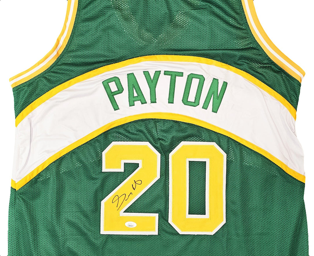 Seattle Supersonics Gary Payton Autographed Signed Green Jersey JSA
