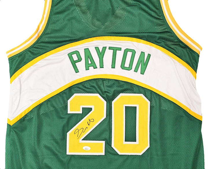 Seattle Supersonics Gary Payton Autographed Signed Green Jersey JSA