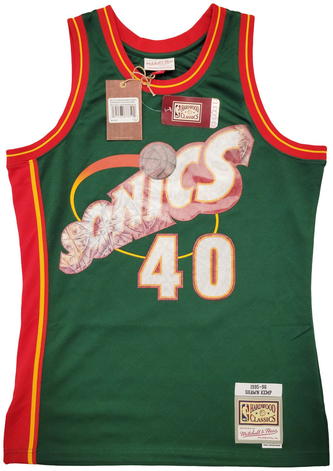 Sonics Shawn Kemp Auto Green Auth Mitchell Ness HWC Swingman Jersey NBA Top 75 M