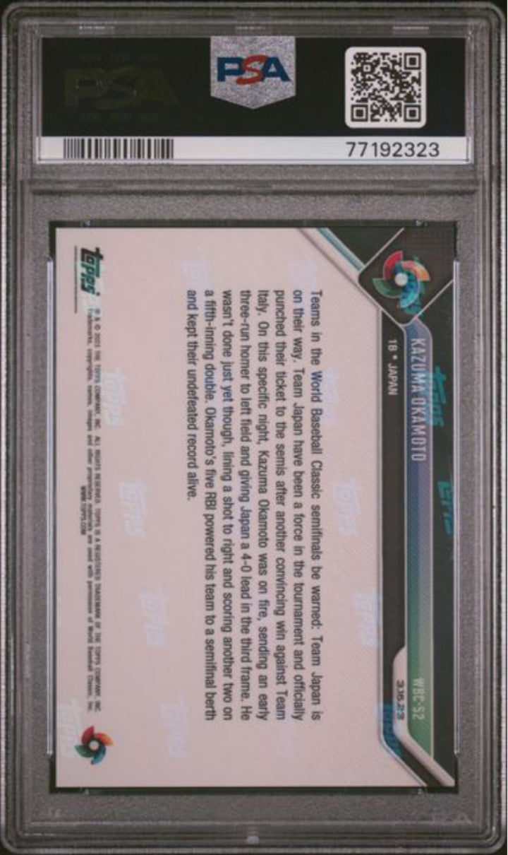 Graded 2023 Topps Now Kazuma Okamoto #WBC52 Rookie RC Card PSA 10 Gem Mint