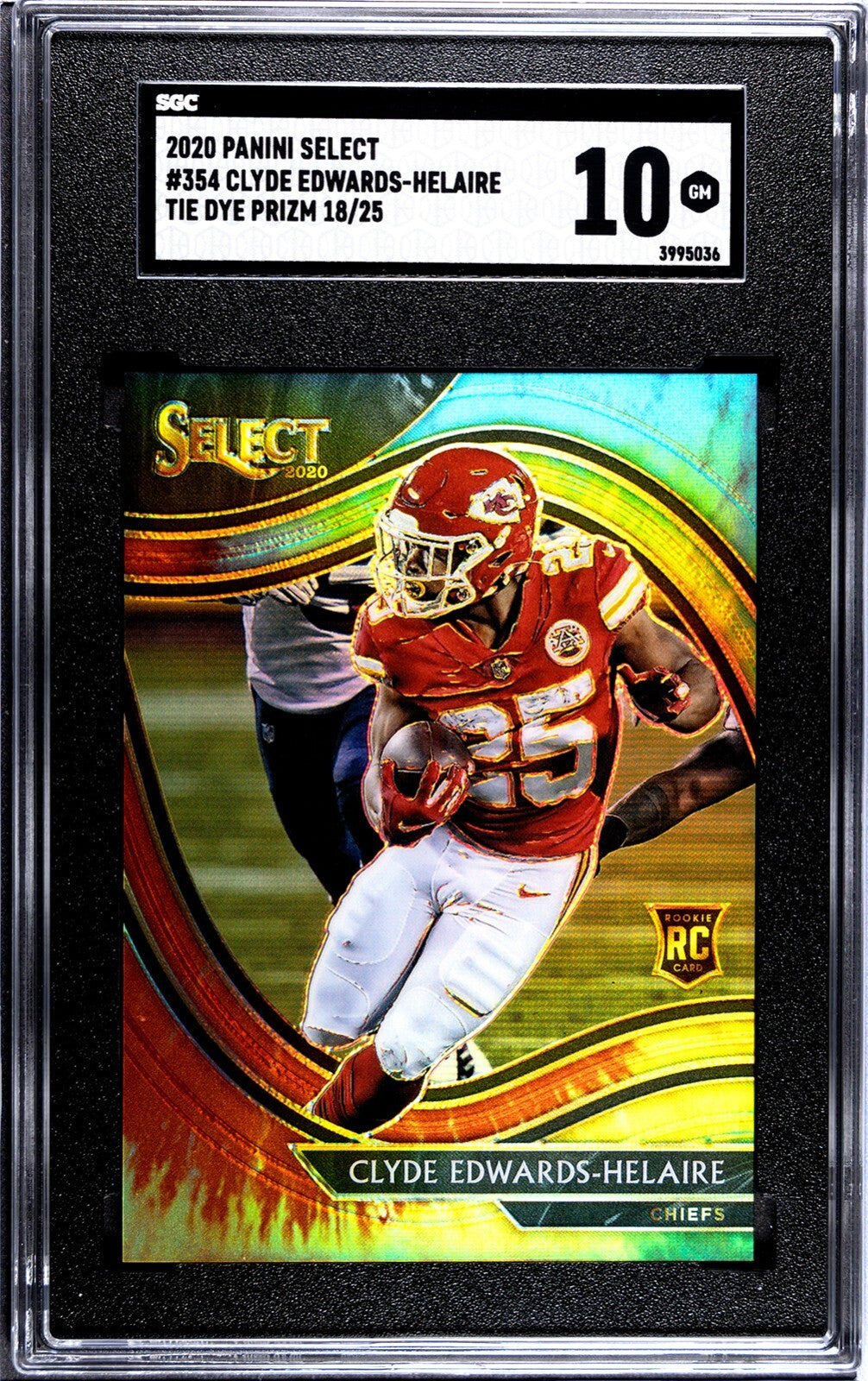 Clyde Edwards-Helaire 2020 Panini Tie Dye Prizm Rookie Card-SGC Graded 10 Gem MT