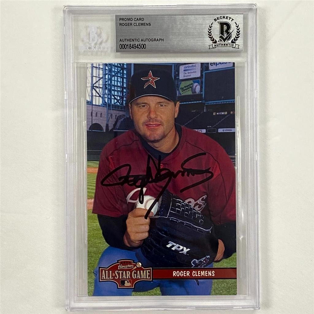 Roger Clemens signed 2004 All-Star Game 3.5x5 Jumbo Promo Card auto Beckett BAS