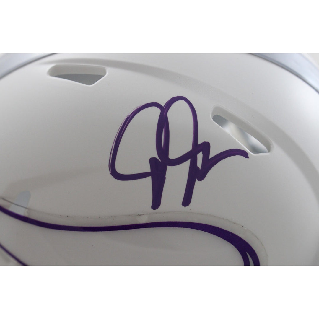 Justin Jefferson Autographed Minnesota Vikings Alt Mini Helmet Beckett WIT 58217