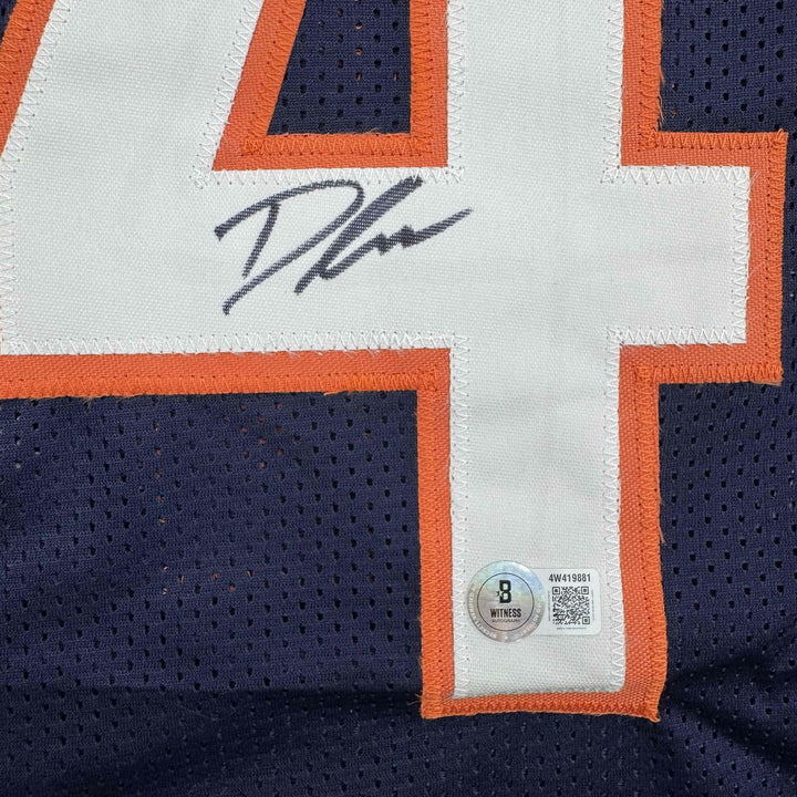 Autographed/Signed D'Andre Swift Chicago Blue Football Jersey Beckett BAS COA