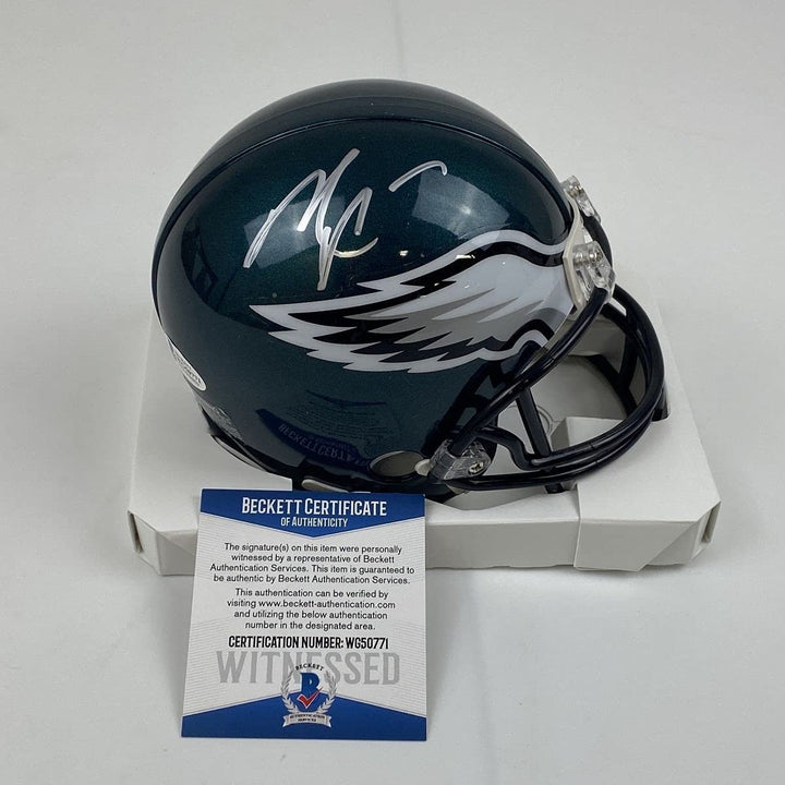 Autographed/Signed MICHAEL MIKE VICK Eagles Mini Helmet Beckett COA