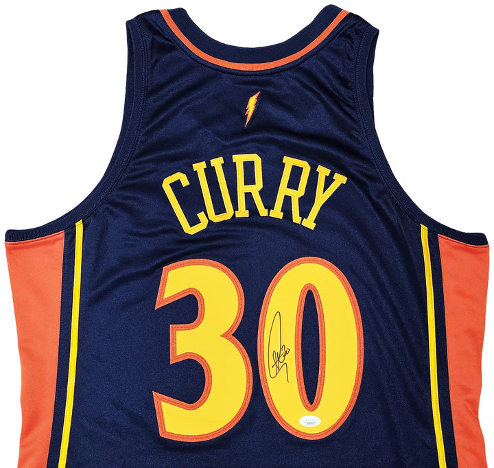 Stephen Curry Auto Blue AUTH Mitchell Ness 09-10 Warriors Rookie Jersey 44 L JSA