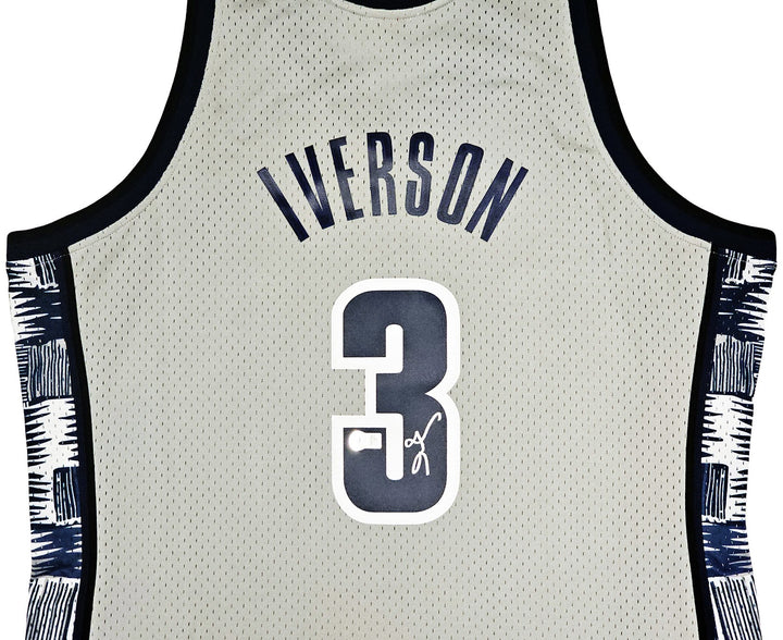 Georgetown Hoyas Allen Iverson Auto Grey Mitchell Ness 95 College Jersey XL BAS