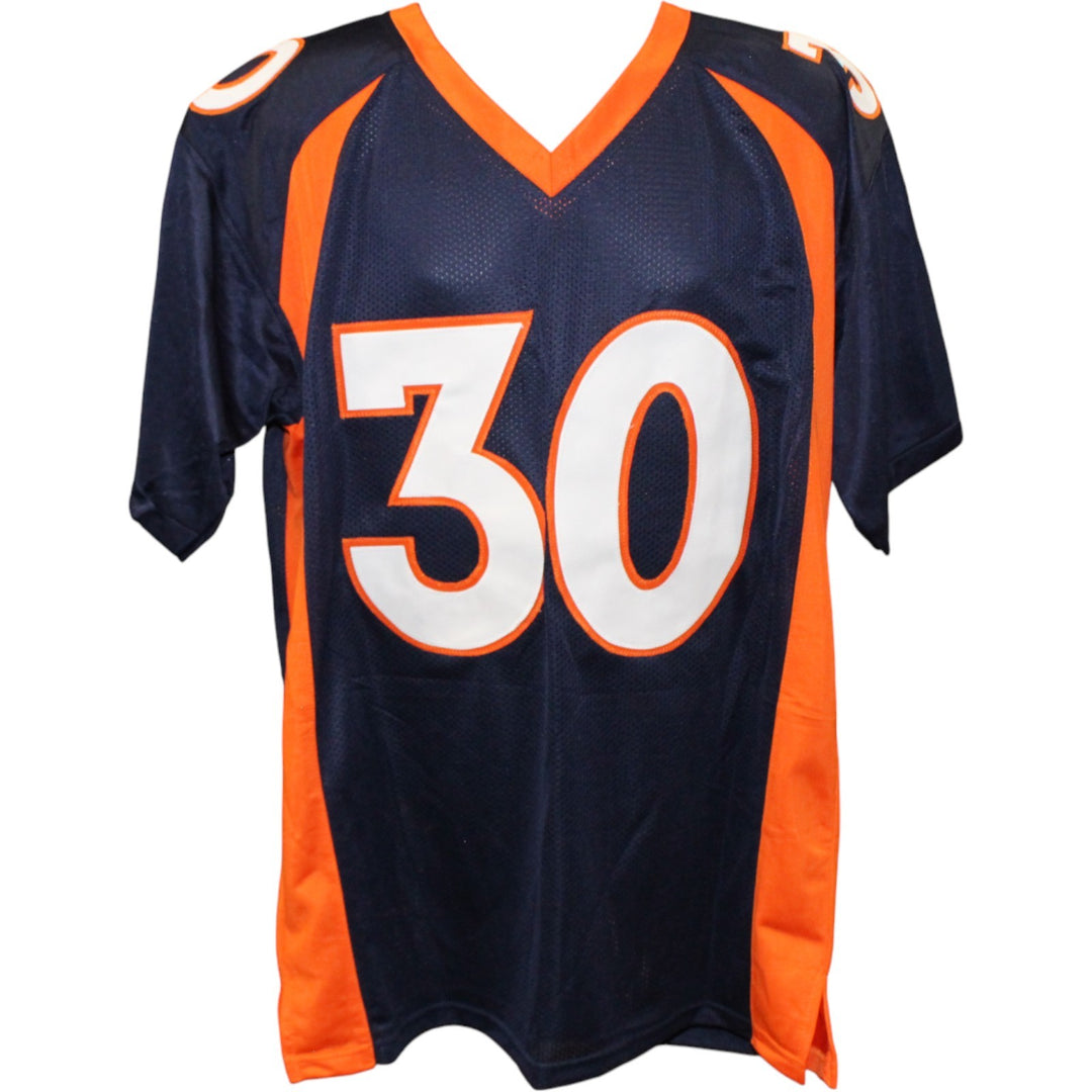 Terrell Davis Autographed Pro Style Sz XL Blue Jersey HOF Beckett 54622