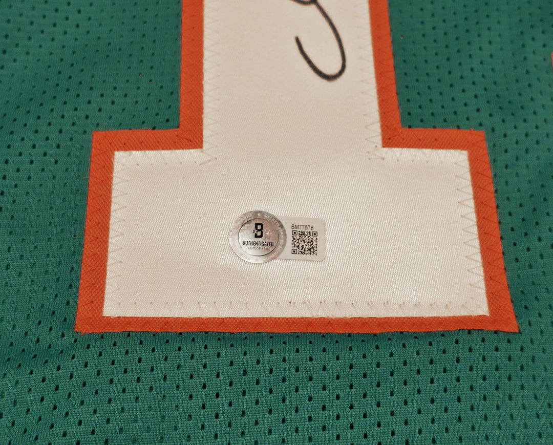 Miami Dolphins Dan Marino Signed Teal Jersey Beckett Witness