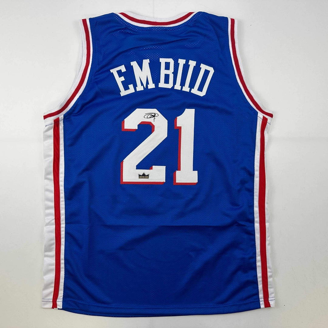 Facsimile Autographed Joel Embiid Philadelphia Blue Reprint Auto Jersey Men's XL