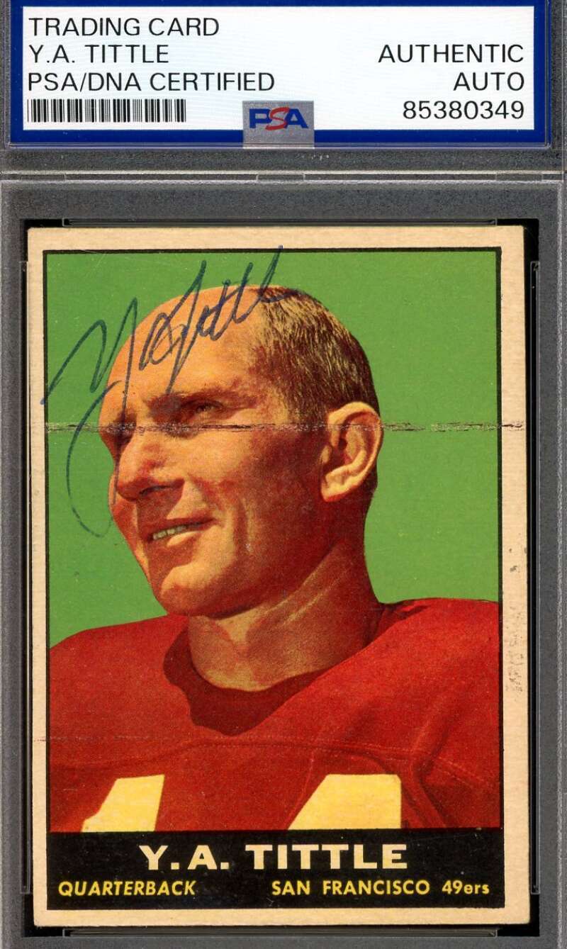Y.A. Tittle PSA DNA Vintage Signed 1961 Topps Autograph