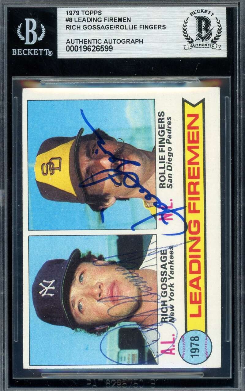 Goose Gossage Rollie Fingers Beckett BAS Signed 1979 Topps 1978 Leaders Autograp