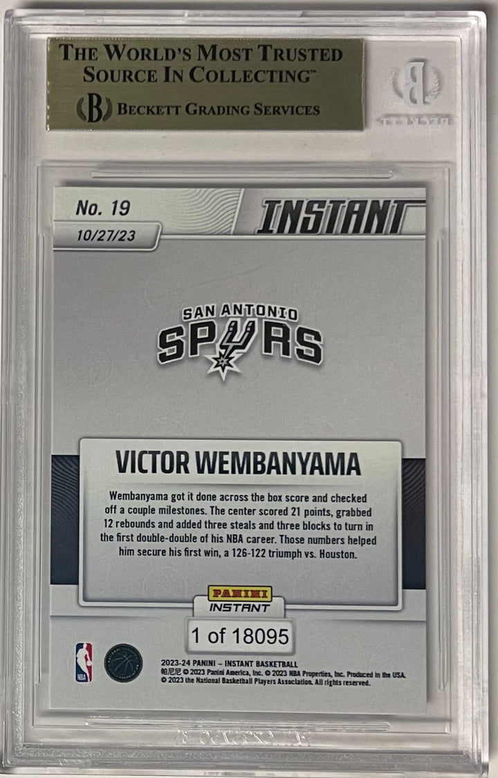 Victor Wembanyama 2023-24 Panini Instant Rookie Card 19- BGS Graded 9.5 Gem Mint