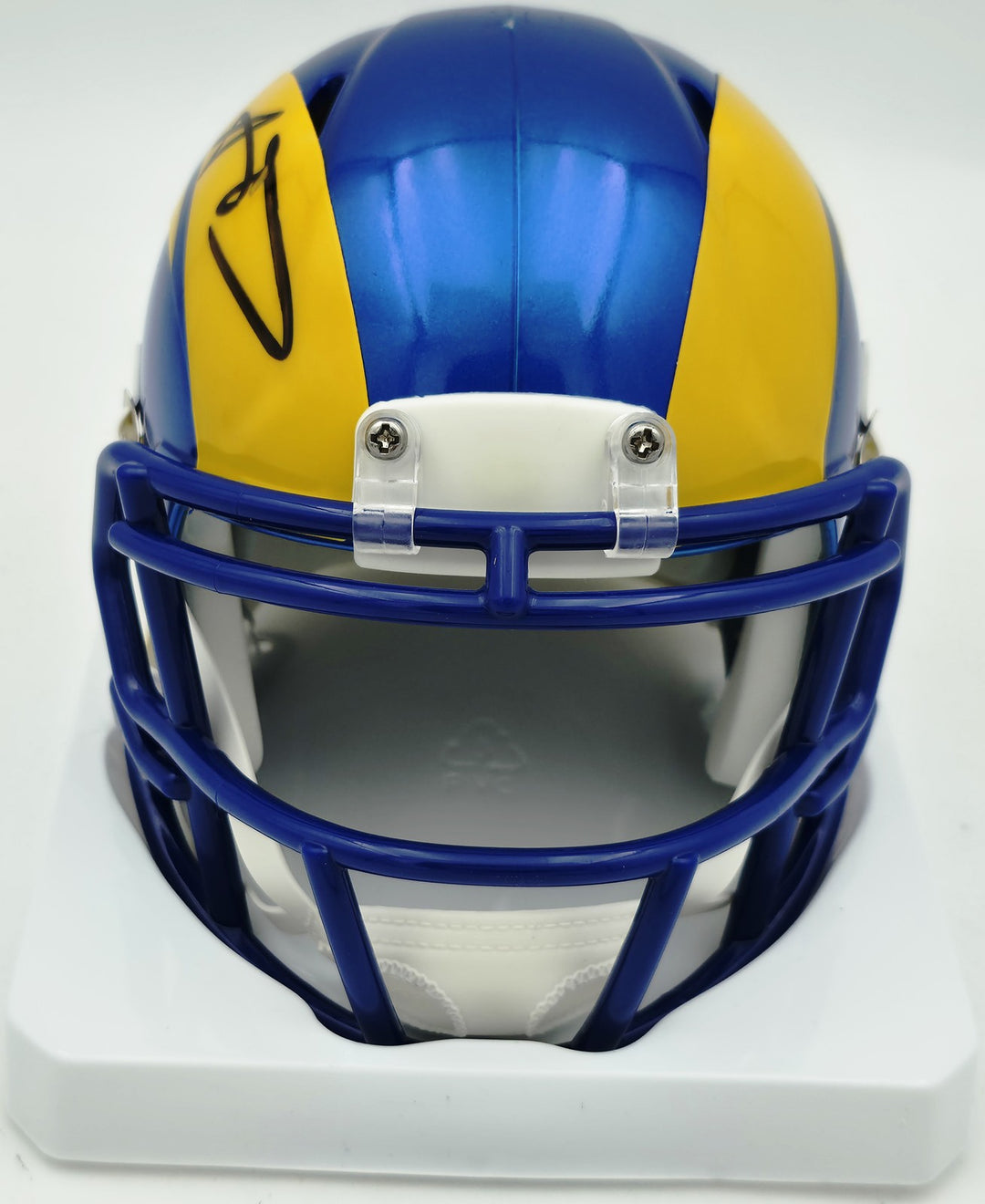 Aaron Donald Signed Rams Flash Blue Speed Mini Helmet Beckett Witness #4W544970