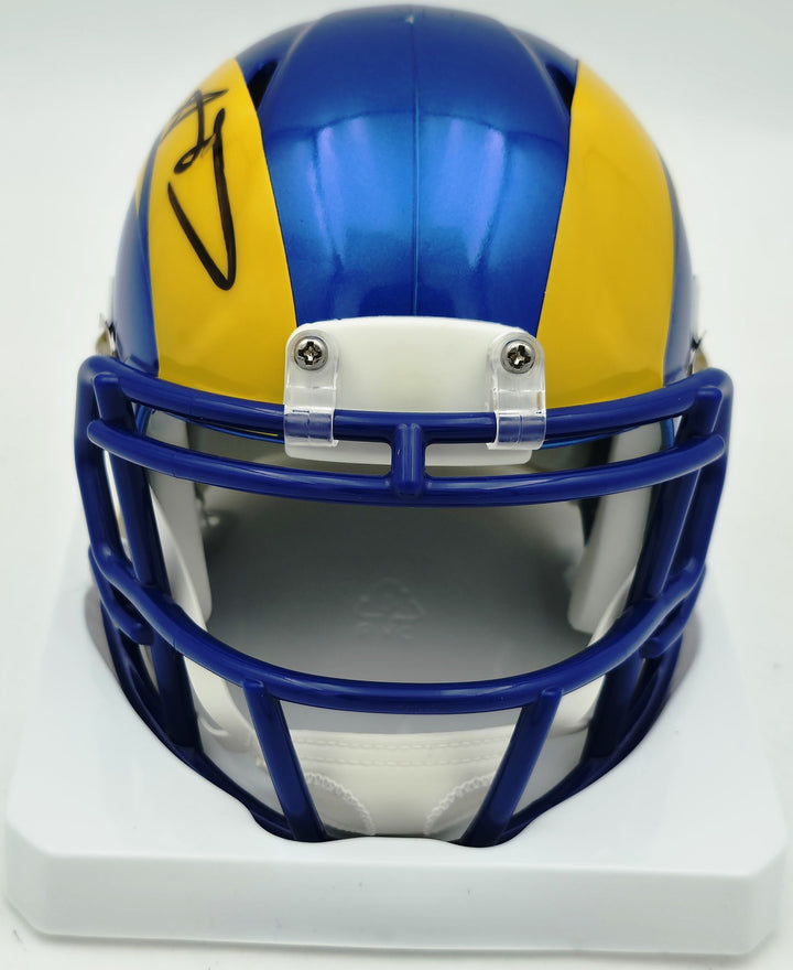 Aaron Donald Signed Rams Flash Blue Speed Mini Helmet Beckett Witness #4W544970