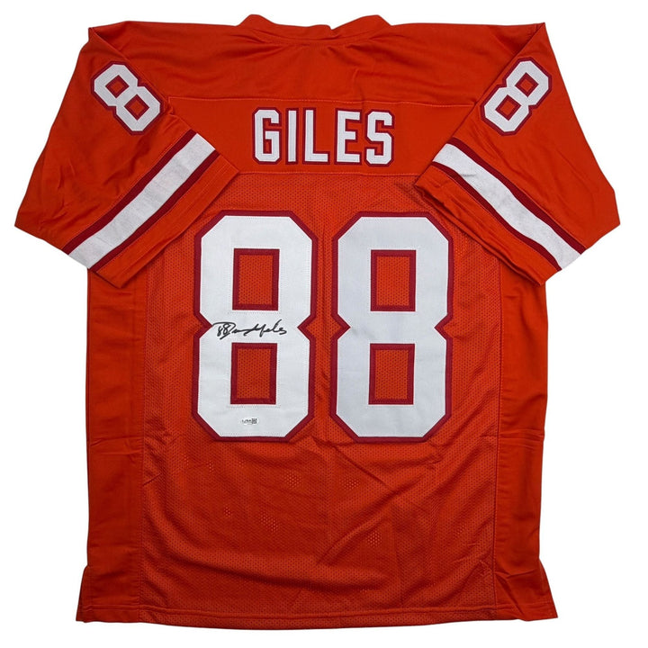 Autographed/Signed Jimmie Giles Tampa Bay Orange Football Jersey JSA COA