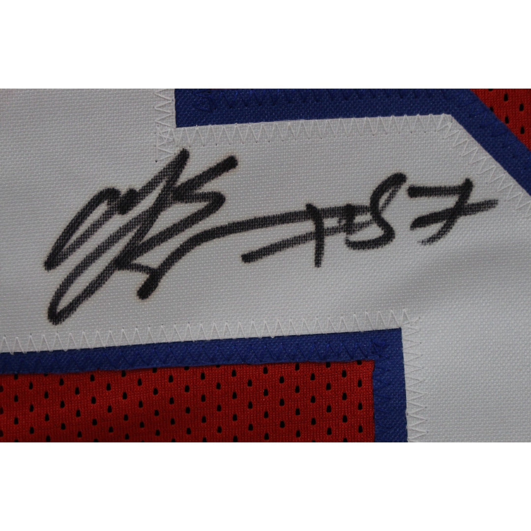 AJ Epenesa Autographed/Signed Pro Style sz XL Red Jersey Beckett Witness 50255
