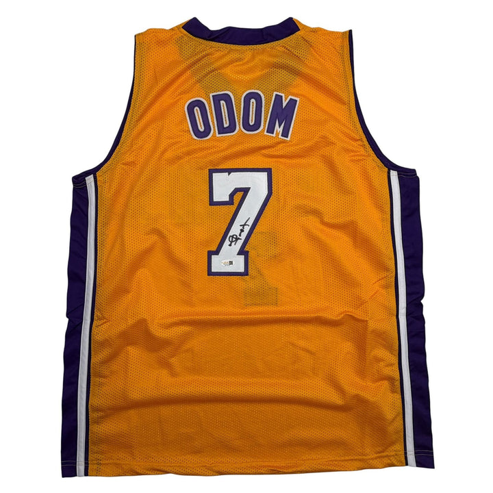 Autographed/Signed Lamar Odom Los Angeles Yellow Basketball Jersey JSA COA