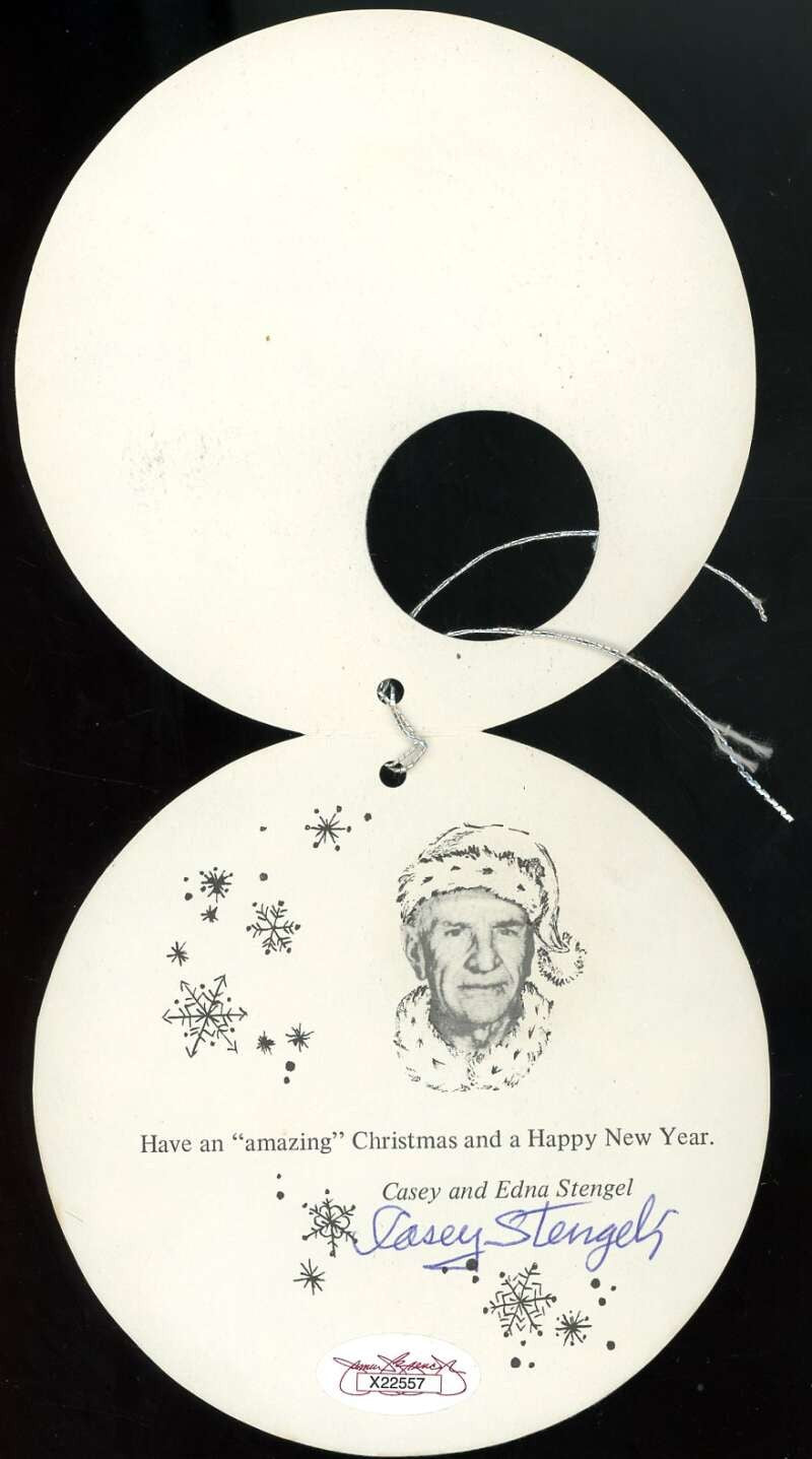 Casey Stengel JSA Coa Signed Vintage Mets Christmas Card Autograph