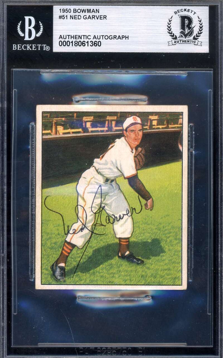 Ned Garver Beckett BAS Signed 1950 Bowman Autograph