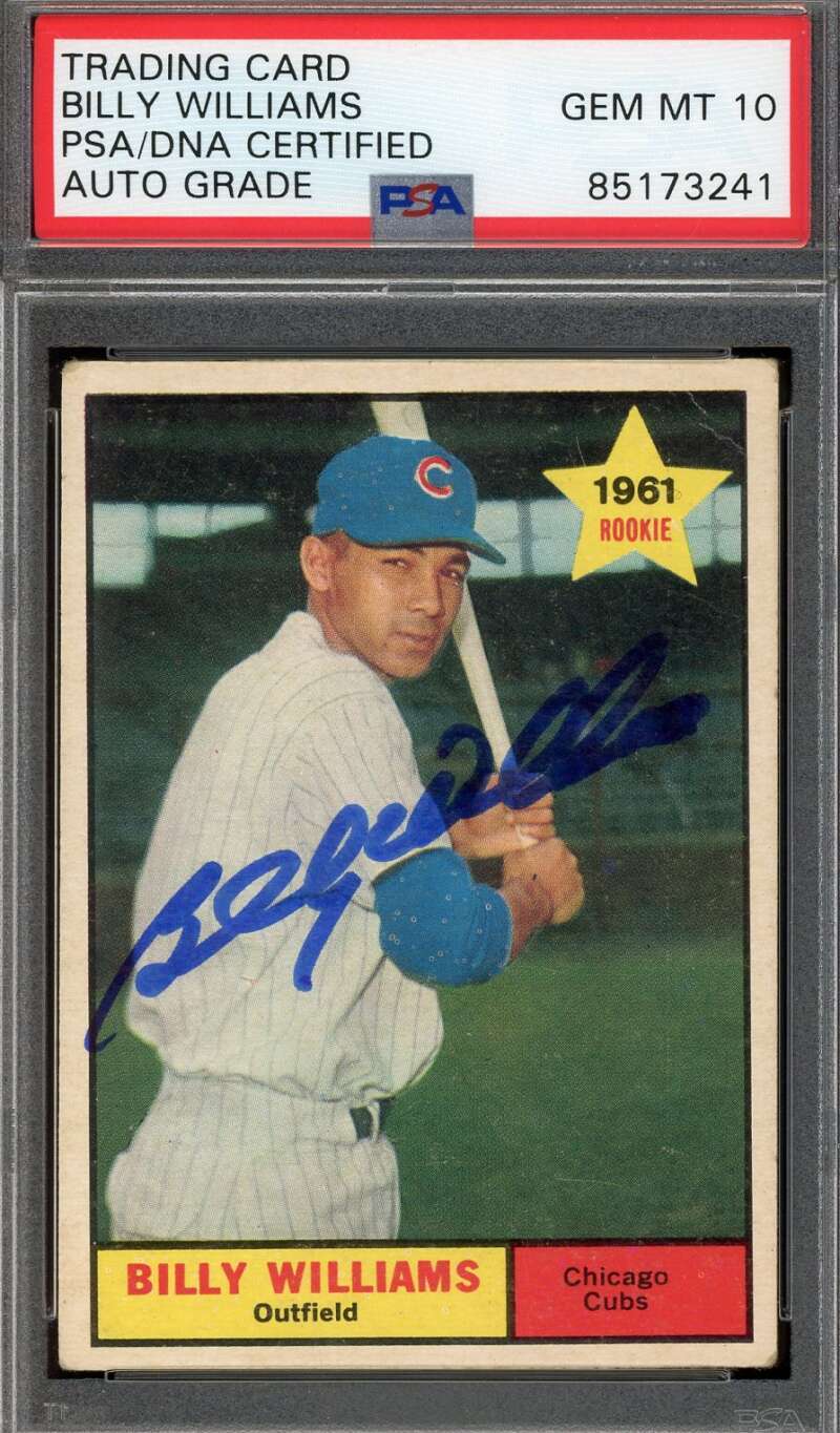 Billy Williams Gem Mint 10 PSA DNA Signed 1961 Topps Rookie Autograph
