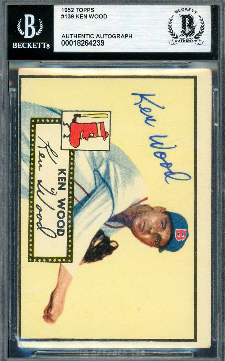Ken Wood Beckett BAS Signed 1952 Topps Autograph