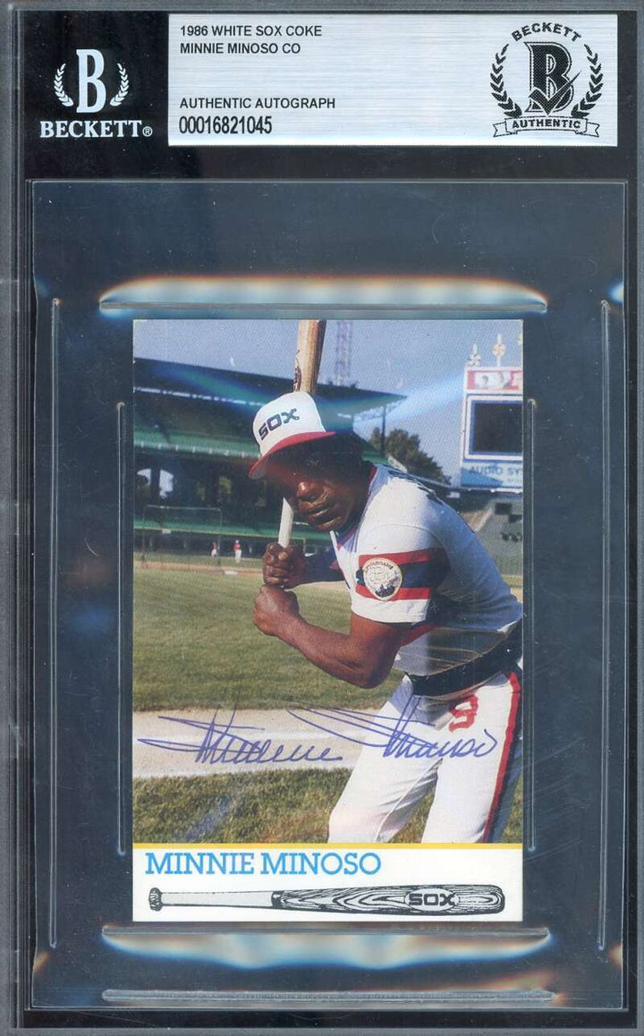 Minnie Minoso Beckett BAS Signed 1986 White Sox Coca Cola Card Autograph