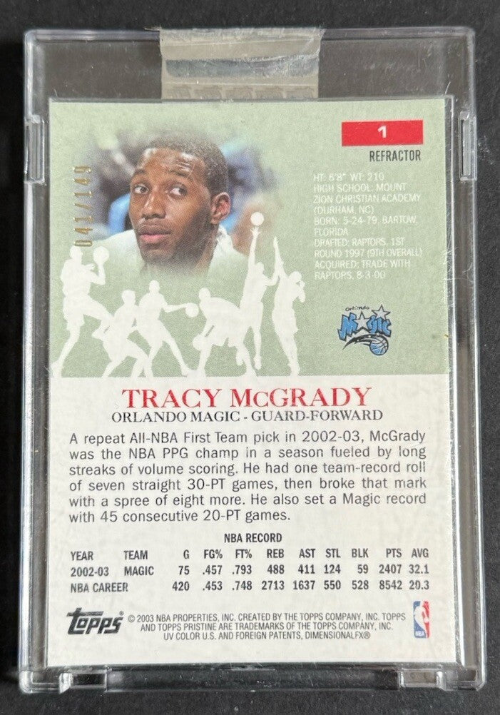 2003-04 Topps Pristine Uncirculated Mint Refractor #1 Tracy McGrady /149 Magic