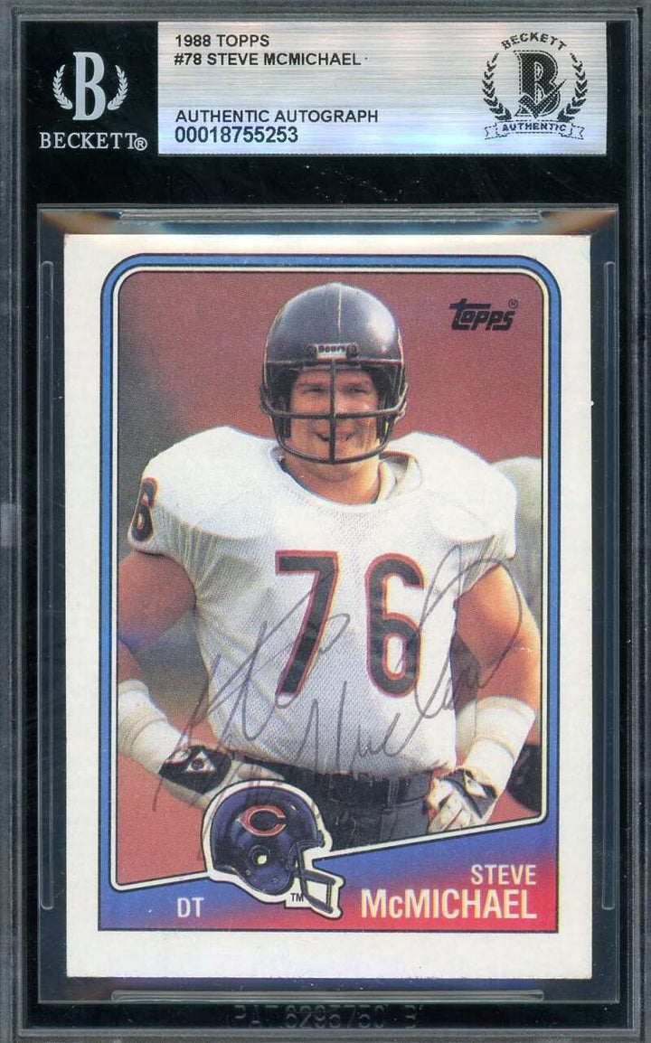 Steve McMichael Beckett BAS Vintage Signed 1988 Topps Autographed Bears