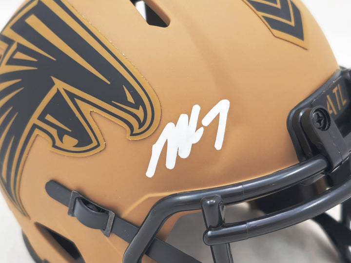 Michael Vick Signed Atlanta Falcons Camo Brown Speed Mini Helmet Beckett Wit