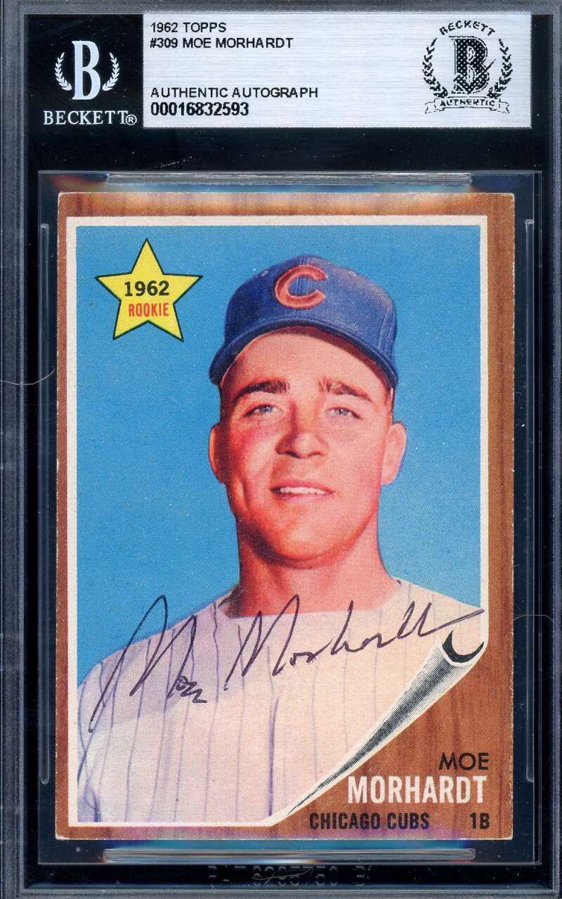 Moe Morhardt Beckett BAS Signed 1962 Topps Rookie Autograph