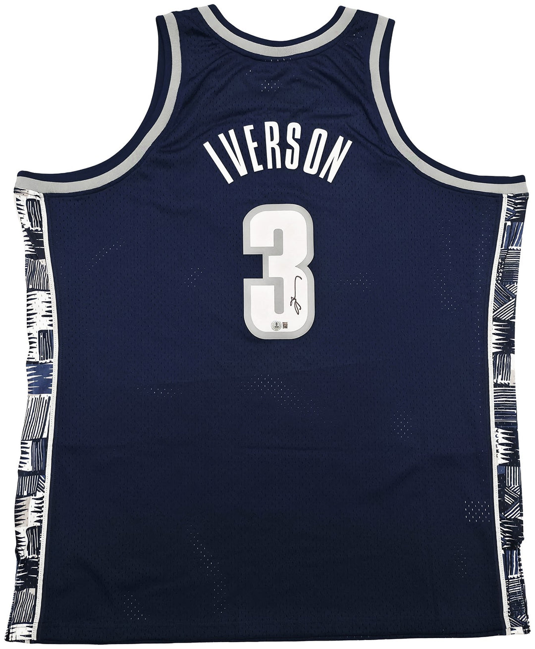 Georgetown Hoyas Allen Iverson Auto Blue Mitchell Ness 95-96 Jersey 2XLT BAS