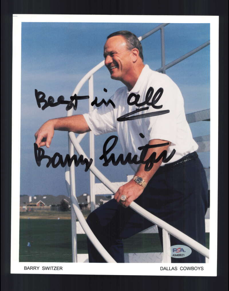 Barry Switzer PSA DNA Signed  8x10 Photo Autograph Cowboys